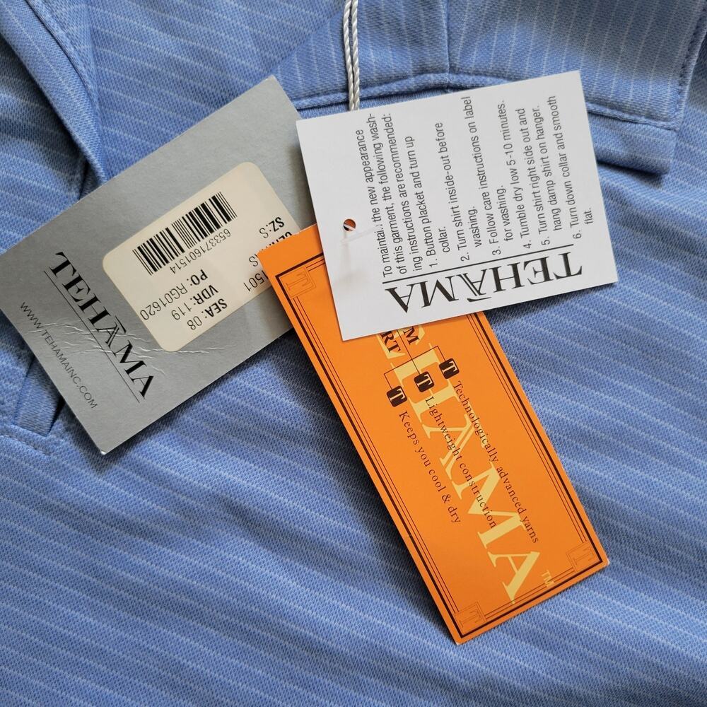 Tehama Women Golf Polo Short Sleeve Blue Collared Hang Em Dry Pima Cotton Sz S - Picture 8 of 8